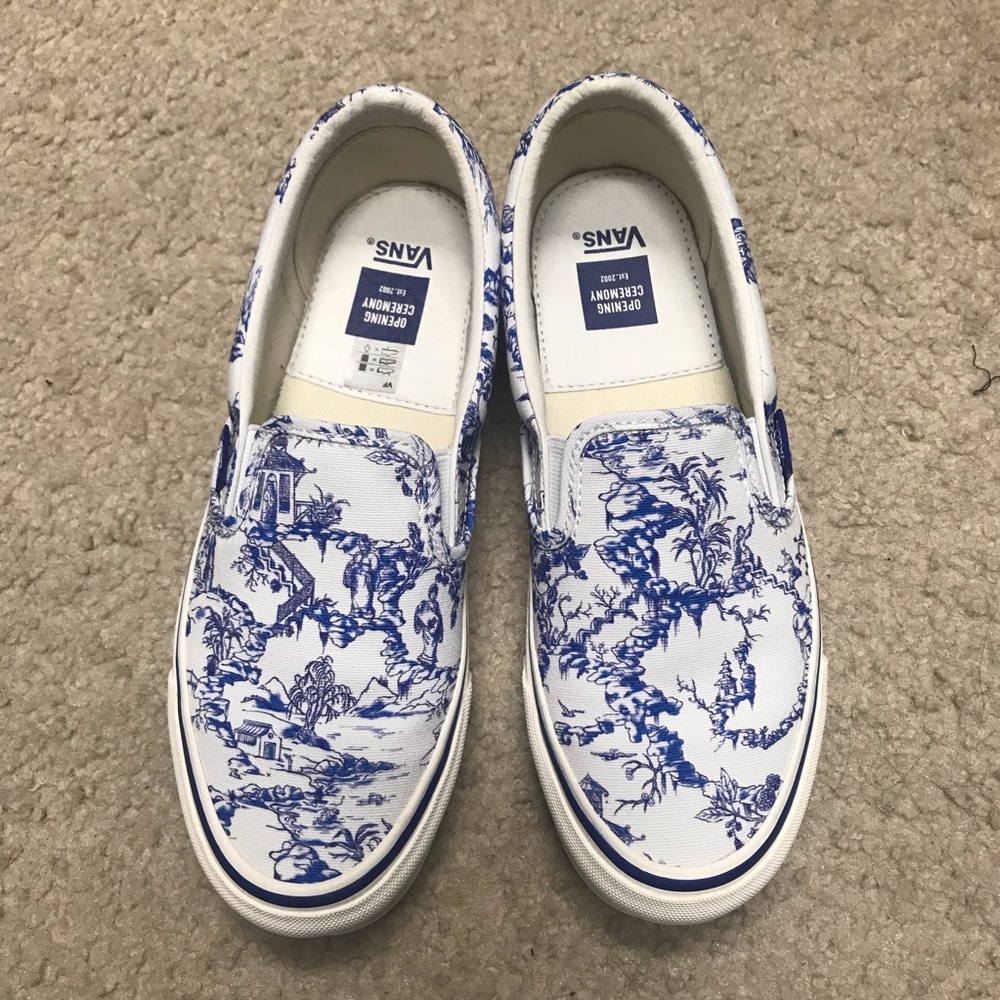 Vans Blue and White Chinoiserie Classic Slip On